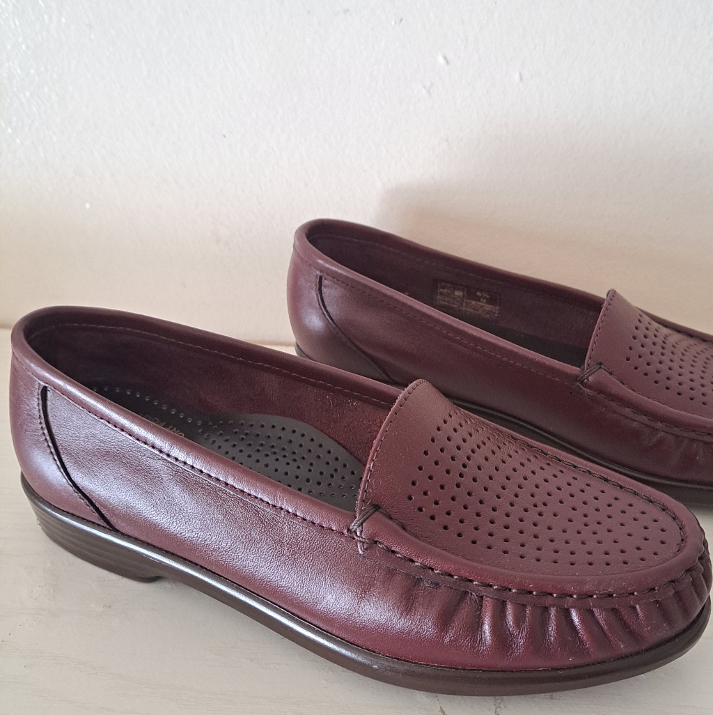 Pre-Owned Womens Loafers Sas Brown Leather Shoes Size 6.5